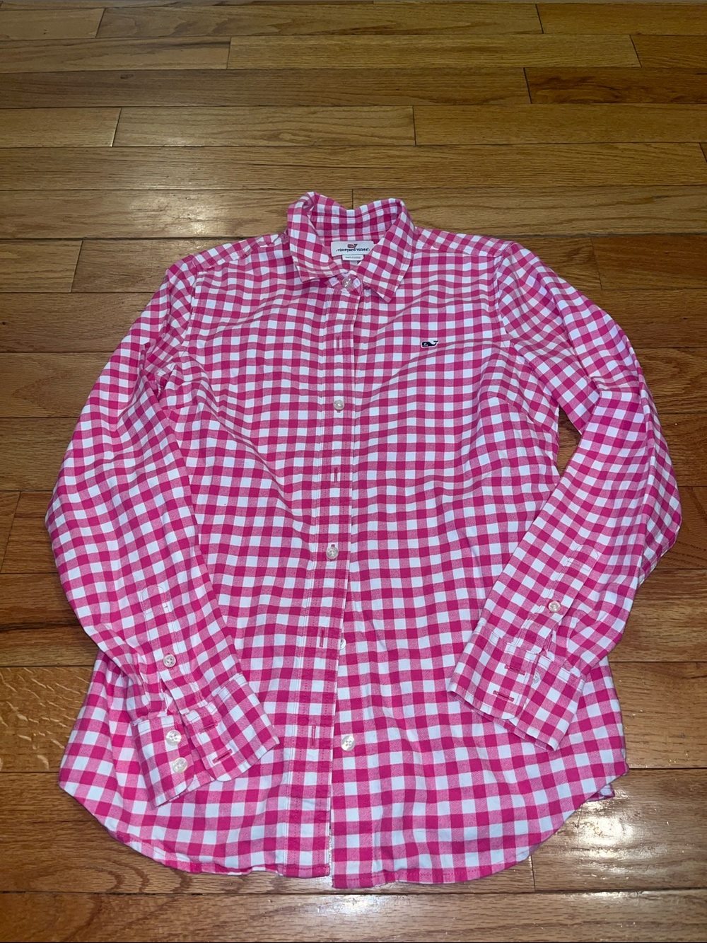 Vineyard vines pink and white gingham shirt